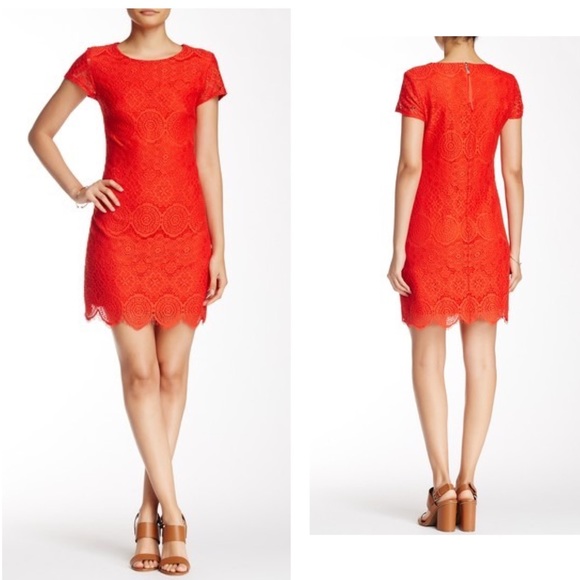 Laundry By Shelli Segal Dresses & Skirts - LAUNDRY SHELLI SEGAL Red Cap Sleeve Lace Dress 6